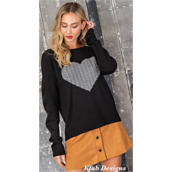 ❤️LAST! Cable Knit Heart Contrast Soft Sweater! - Picture 2 of 6